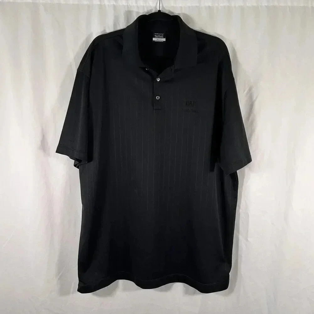 Nike Golf Cat Work Tools Polo Shirt Men's XXL Black Short Sleeve 1/4 Button